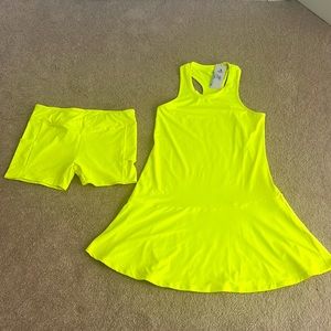 Tennis romper dress in neon yellow
